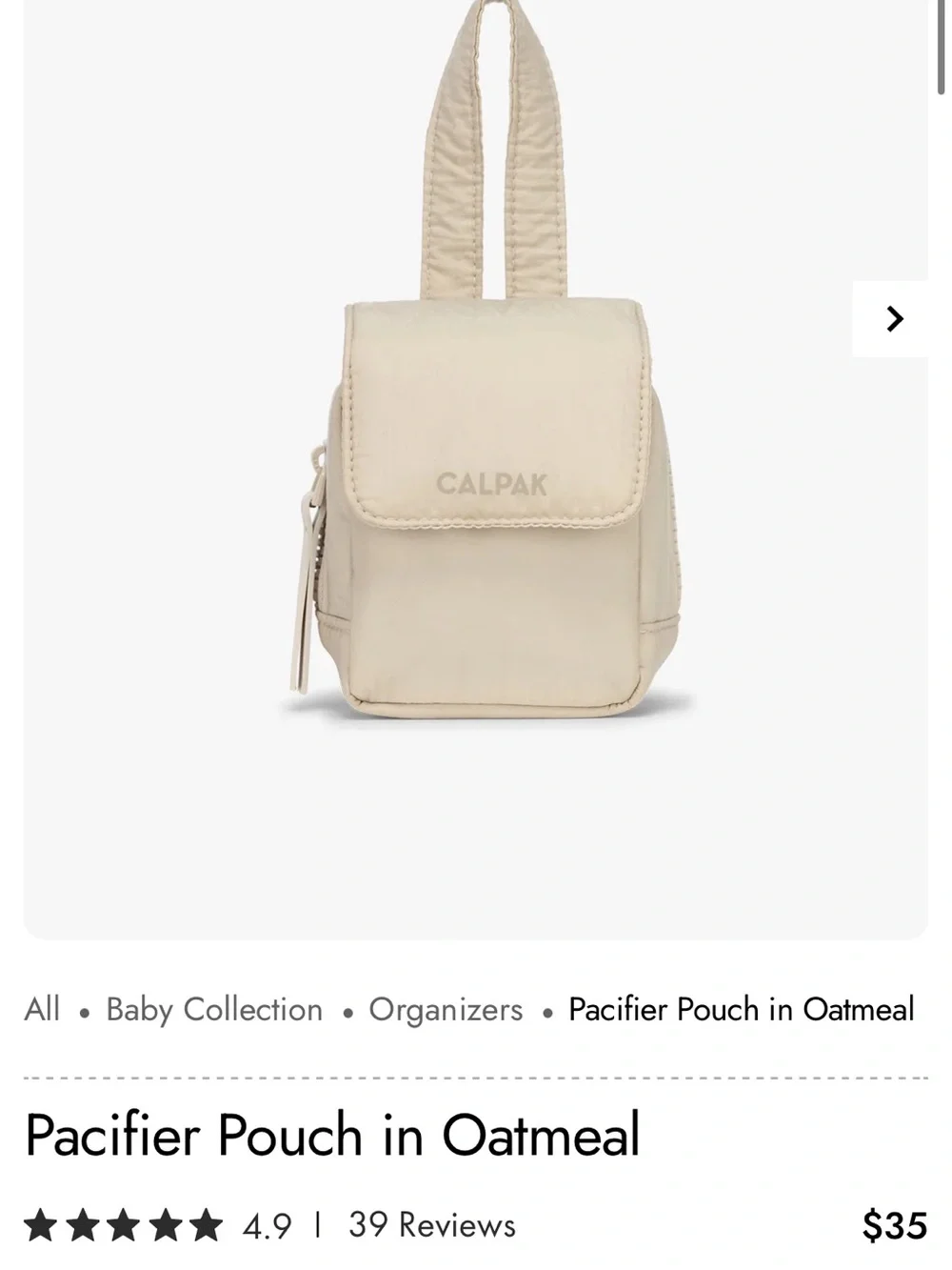Calpak Crossbody diaper bag AND pacifier pouch in oatmeal